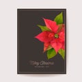 Poinsettia Winter Floral Card, Christmas Vector Wedding Invitation. Holiday Party greeting banner template Royalty Free Stock Photo