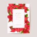 Poinsettia Winter Floral Card, Christmas Vector Wedding Invitation. Holiday Party greeting banner template Royalty Free Stock Photo