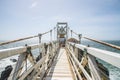 Point Bonita Lighthouse against blue sky in bright sunlight in Marin County, California, USA Royalty Free Stock Photo