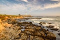 Pigeon Point Lighthouse, Lighthouse outside San Francisco, California stands at the end of a beautiful suspension bridge. Royalty Free Stock Photo