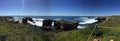 Point Buchon Trail panoramic - wildflowers, bluffs and caves with ocean view Royalty Free Stock Photo