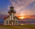 Point Cabrillo Lighthouse. Sunset. Royalty Free Stock Photo