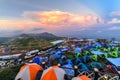 Point of camping view of people are camping and watching the sunset at phuthapboek in petchaboon province, Thailand Royalty Free Stock Photo