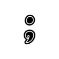 Point comma semicolon font decorative hand drawn lettering, vector