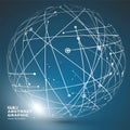 Point and curve constructed the sphere wireframe, technological sense abstract illustration. Royalty Free Stock Photo