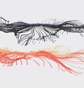 Point explode. Array with dynamic emitted particles. 3d technology style. Abstract background. Vector illustration