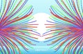 Point explode. Array with dynamic emitted particles. 3d technology style. Abstract background. Vector illustration
