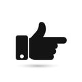 Point finger direction black icon. Man hand gesture pictogram. Vector illustration flat style design. Pointer direction forefinger Royalty Free Stock Photo