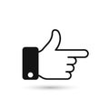 Point finger direction black icon. Man hand gesture pictogram. Vector illustration flat style design. Pointer direction forefinger