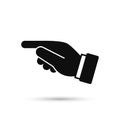 Point finger direction black icon. Man hand gesture pictogram. Vector illustration flat style design. Pointer direction forefinger