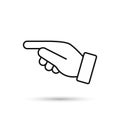 Point finger direction black outline icon. Man hand gesture pictogram. Vector illustration flat style design. Pointer direction Royalty Free Stock Photo