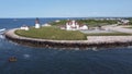 Aerial View of Point Judith Lighthouse & Coast Guard Station, Narragansett, Rhode Island in Early August 2023