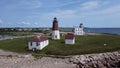 Aerial View of Point Judith Lighthouse, Narragansett, Rhode Island in Early August 2023