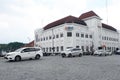 Point 0 KM Yogyakarta with a view of the BNI building which is full of history and passing vehicles Royalty Free Stock Photo