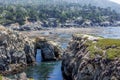 Point Lobos State Natural Reserve, with rock, water caves Royalty Free Stock Photo