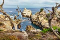 Point Lobos State Natural Reserve. Rocky beach, cypress forest and Pacific Ocean, California's central coast Royalty Free Stock Photo