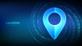 Point of location sign made with binary code. Pointer of map. Gps pointer. Navigation pin point global position system. Virtual Royalty Free Stock Photo