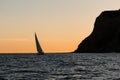 Point Loma Peninsula with Nearby Sailboat at Dusk