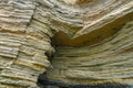 The Point Loma tide pools. Layers of rock in the sandstone of tide pool area, part of the Cabrillo National Monume