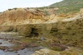 The Point Loma tide pools. Layers of rock in the sandstone of tide pool area, part of the Cabrillo National Monume