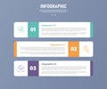 3 point round rectangle infographic stage or step template with container box and badge with opposite position for slide