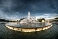 Point State Park fountain at the moment of golden sunset