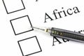 The point to Checkbox in Africa text.