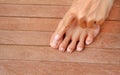 Point to Damaged toenail, broken nail Royalty Free Stock Photo