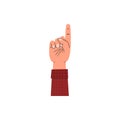 Point up finger gesture, cartoon style vector illustration isolated on white Royalty Free Stock Photo