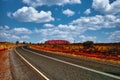 Point of view of car driving in the Australian desert. Driver`s personal perspective of vehicle driving on deserted road