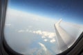 Ice on airplane window Royalty Free Stock Photo