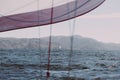 Point of view of a sailboat travelling through the Sea of Cortez in Baja, Mexico