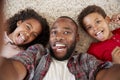 Point Of View Shot Of Father And Children Posing For Selfie Royalty Free Stock Photo