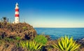 Pointe aux Caves also known as Albion lighthouse. Panorama Royalty Free Stock Photo