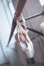 Pointe ballet dancing shoes isolated in studio no people close-up Royalty Free Stock Photo