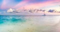 Pointe d`Esny beach at sunset, Mauritius. Panorama Royalty Free Stock Photo