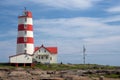 Pointe-des-Monts Old Red and white Lighthouse Royalty Free Stock Photo