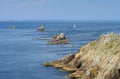 Pointe du Raz and lighthouse Phare de la Vieille in Brittany Royalty Free Stock Photo