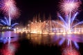 13-11-2020, The Pointe, Dubai. View of the spectacular fireworks and the colorful dancing fountains during the diwali celebration
