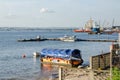 Variety of commercial and private ships and boats at harbor of Pointe-Noire