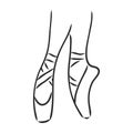 Pointe shoes. Ballet shoes. Vector hand-drawn illustration. Ballet dance studio symbol. Royalty Free Stock Photo