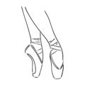 Pointe shoes. Ballet shoes. Vector hand-drawn illustration. Ballet dance studio symbol. pointe shoes, vector sketch on a Royalty Free Stock Photo