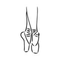 Pointe shoes. Ballet shoes. Vector hand-drawn illustration. Ballet dance studio symbol. pointe shoes, vector sketch on a Royalty Free Stock Photo