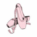 Pointe shoes. Hand drawing. Vector illustration for design