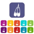 Pointe shoes icons set