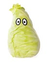 Pointed cabbage head with eyes and crest
