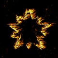 5 pointed star on fire very strong black background