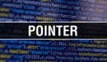 Pointer with Abstract Technology Binary code Background.Digital binary data and Secure Data Concept. Software / Web Developer