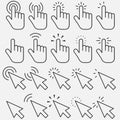 Pointer click icon. Set of clicking cursor, pointing hand clicks. Vector illustration Royalty Free Stock Photo