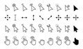 Pointer cursor. Computer mouse click arrow icons flat style, pointing finger and text cursor. Vector isolated set